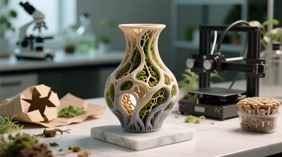 Stampa 3D con micelio: prototipi di oggetti organici e sostenibili